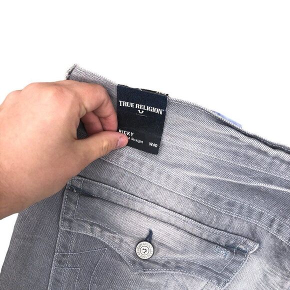 Brand New True Religion Jeans Size 40 RICKY Gray - Picture 3 of 10